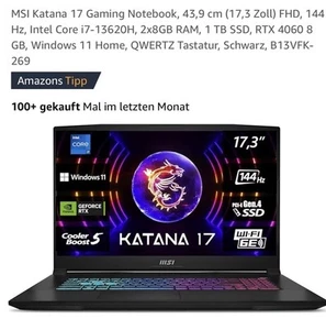 MSI Katana 15 B13VFK /15.6"/ i7-13620H/512GB/16 GB/RTX 4060/Windows 11 NEU - Bild 1 von 2