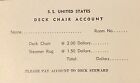 Ss United States Lines Deck Chair Account Card Nos Ocean Liner Ship Cruise Retro