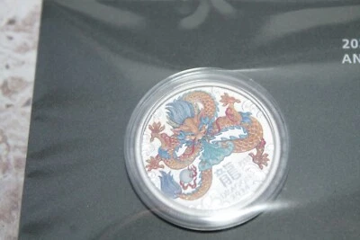 Silbermünze Jahr des Drachen Lunar III. 2024 Australien 1/4 Oz ST in Farbe - Bild 1 von 4