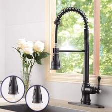 Spring Single Handle Kitchen Faucet Pull Down Spray Oil Rubbed Bronze Base Cover