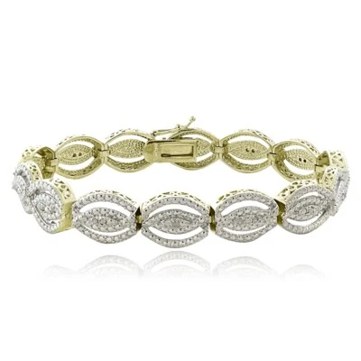 Gold Tone 1/4 Ct Diamond Intertwining Infinity Bracelet - Image 1 of 3