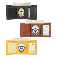 Genuine Leather Id Badge Holder for Law Enforcement,  Shield Badge Wallets