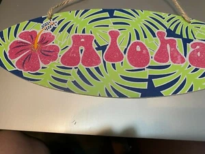 Insegna Luau Aloha Hawaiian Beach Fiori Porta da Parete Nuova - Foto 1 di 3