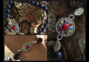 Brazalete de pluma turquesa nativo americano lapislázuli ágata ágata - Imagen 1 de 10