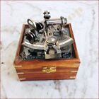 Nautical Brass Working Maritime Sextant 4'' With Wooden Box Decor Item Gifts