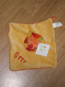Doudou Peluche lion löwe plat Grrr jaune rouge orange kitchoun Kiabi creativtoys - Picture 1 of 1