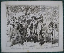 1835 ANTIQUE PRINT DON QUIXOTE chisciotte Quixote By Bartolemeo Pinelli ~ P 54