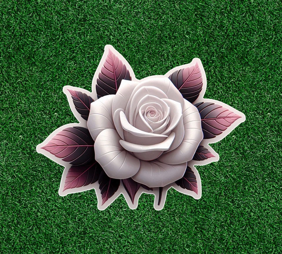 Beautiful white rose 100% waterproof vinyl sticker decal - many sizes available - Image 1 of 1