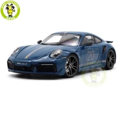 1/18 Minichamps Porsche 911 992 Turbo S 20th Anniversary Blue Diecast Model Car - Image 1 of 4