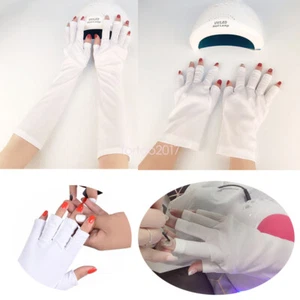 2 Pairs Anti UV Gloves UV Shield Glove Fingerless Manicure Nail Art Tools LED UV - Picture 1 of 20