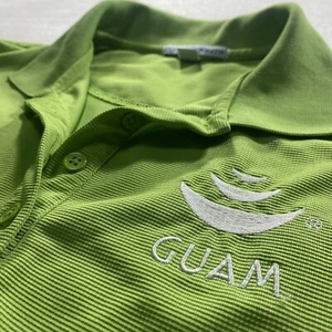 Guam Sinahi New Moon Women's Medium Polo Shirt Polyester Green White Preowned - Picture 1 of 13