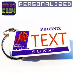 Personalized Phoenix Suns Keychain Tag - Custom Name Text - NBA Key Ring Fob - Picture 1 of 10