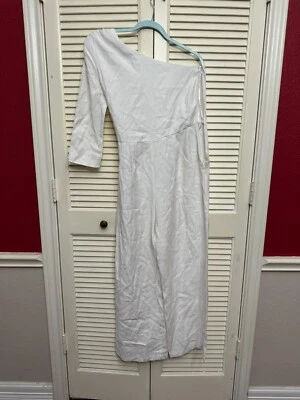 Mono corto MNG blanco mango de un hombro pierna ancha talla S Foto 1 de 4