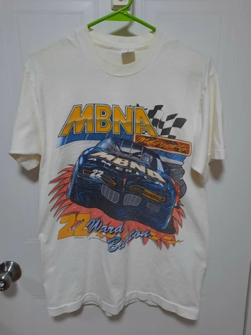 vtg MBNA MOTORSPORTS 1995 NASCAR SPONSOR AMERICA BANK CAR t-shirt RACING size M Cover