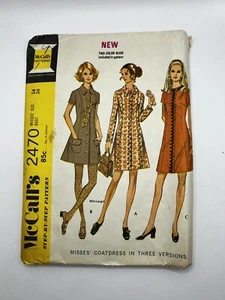 Vintage 1960s 1970s Sewing Pattern Girls Women’s Dress Miniskirt McCall’s 2470 - Picture 1 of 2