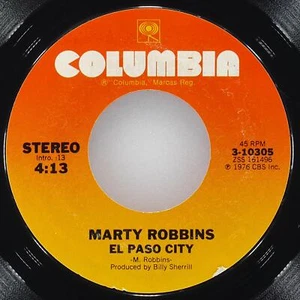 MARTY ROBBINS El Paso City COLUMBIA 3-10305 EX 45 7" 1976 Country - Picture 1 of 4