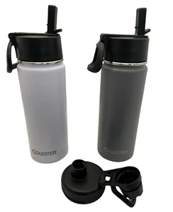 Stainless Steel Double-Insulated Water Bottle with Flip Top and Wide Mouth Lid - Picture 1 of 7