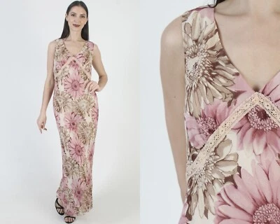 Vestido Asimétrico Y2K Rosa Floral Largo Largo de los 00 Vestido Romántico de Graduación de Duración del Suelo Foto 1 de 4