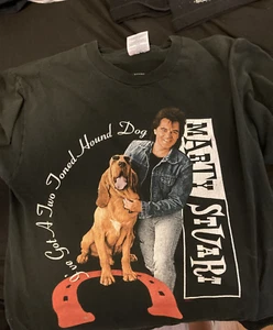 Vintage Marty Stuart Tour Dog Wagging Tail Hound Dog T Shirt Black Size Large - Foto 1 di 2