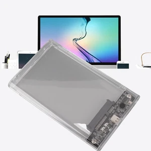 Transparent 2.5in HDD SDD Box Case Type C Mobile Hard Disc External Enc NEW - Afbeelding 1 van 12