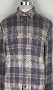 FAHERTY Herren Lenged Pullover Hemd XL blau Flanell kariert Langarm Knopf - Bild 1 von 10