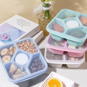 Wheat Straw Snack Containers 5 Compartments Food Storage Boxes for Schools - Picture 1 of 12