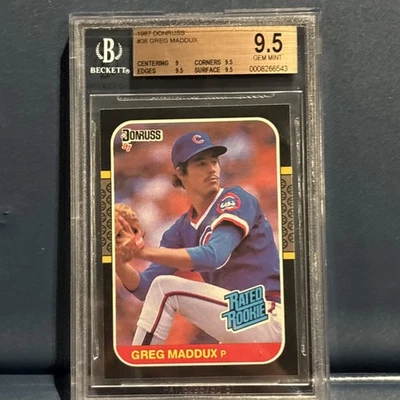 1987 Donruss Rated Rookie Greg Maddux #36 Beckett 9.5 - Image 1 of 4