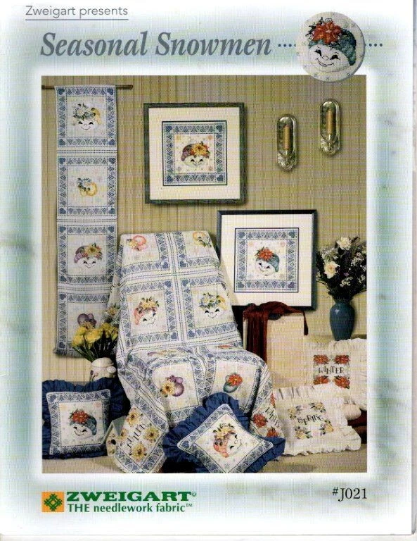 ZWEIGART PRESENTS CROSS STITCH SEASONAL SNOWMEN #J021 3 DESIGNS - Image 1 of 1