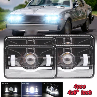 4pcs 4x6" inch LED Headlights Hi/Lo Beam 120W Fit fit AMC Eagle Concord Spirit - Image 1 of 4