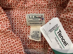 LL Bean Lakewashed Camp Shirt Short Sleeve Cotton Tencel Mens Large Orange 3XL - Picture 1 of 7