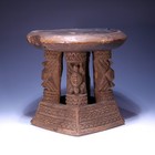 Wooden Bamileke Stool with Geometrical Carving - Cameroon 2nd Half of 20th C.
