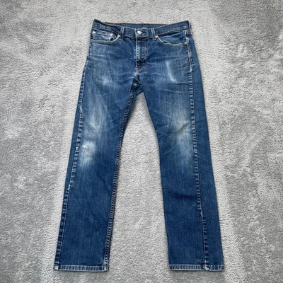 Levis 513 Jeans Mens 30x38 Blue Straight Leg Denim Logo Cotton Stretch Slim Fit - Image 1 of 4