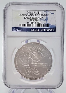 2012 P $1 Star Spangled Banner Early Release MS70 Lot.J49 - Picture 1 of 8