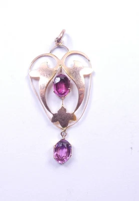 Art Nouveau 9 carat rose gold pendant original antique - Image 1 of 4