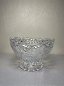 Vintage Hand Cut Lead Crystal Bowl Fairfield Flowers & Sawtooth Edge Germany 6” - Picture 1 of 9