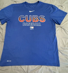 Nike Dri-Fit Chicago Cubs Baseball Blue T-Shirt LG - Picture 1 of 7