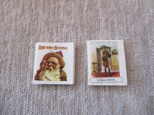 Miniature NIGHT BEFORE CHRISTMAS & CHRISTMAS CAROL Dollhouse 1:12 Scale Books - Picture 1 of 11