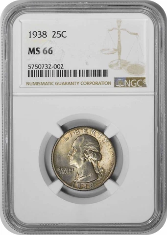 1938 Washington Silver Quarter MS66 NGC Cover