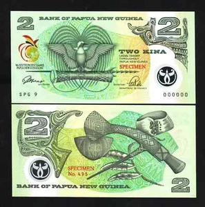 Papua New Guinea 2 KINA P-12 1991 South Pacific SPECIMEN COMMEMORATIVE UNC NOTE - Picture 1 of 6