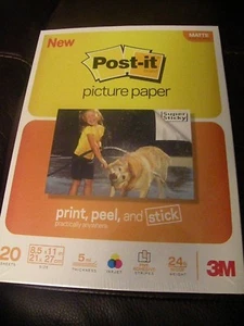 Post-it 8-1/2 x 11 Picture Paper, Matte Finish, 20 Sheets/Pack, New, unopened - Picture 1 of 1