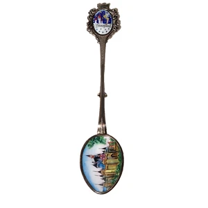 VTG 1955 Disneyland Sterling Silver & Enamel Castle & Tinker Bell Spoon Germany - Picture 1 of 14