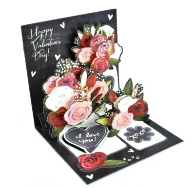 Mason Jar Roses Valentine Greeting Card Valentine's Day 3D Pop Up Card  - Image 1 of 4