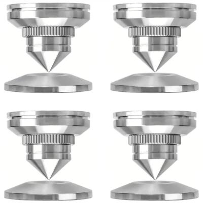 4PCS Supporto Altoparlante Regolabile Giradischi Isolamento Piedini Pad Acciaio Inox Stand - Immagine 1 di 4