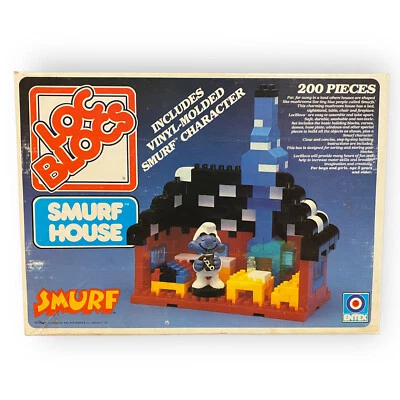 Vintage Loc Blocs Smurf House By Entex Smurf House Building Set *INCOMPLETE* - Image 1 of 3