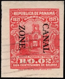 Canal Zone Postal Stationery Scott #U4 Cut Square 2 Cents Red with Light Cancel - Picture 1 of 1