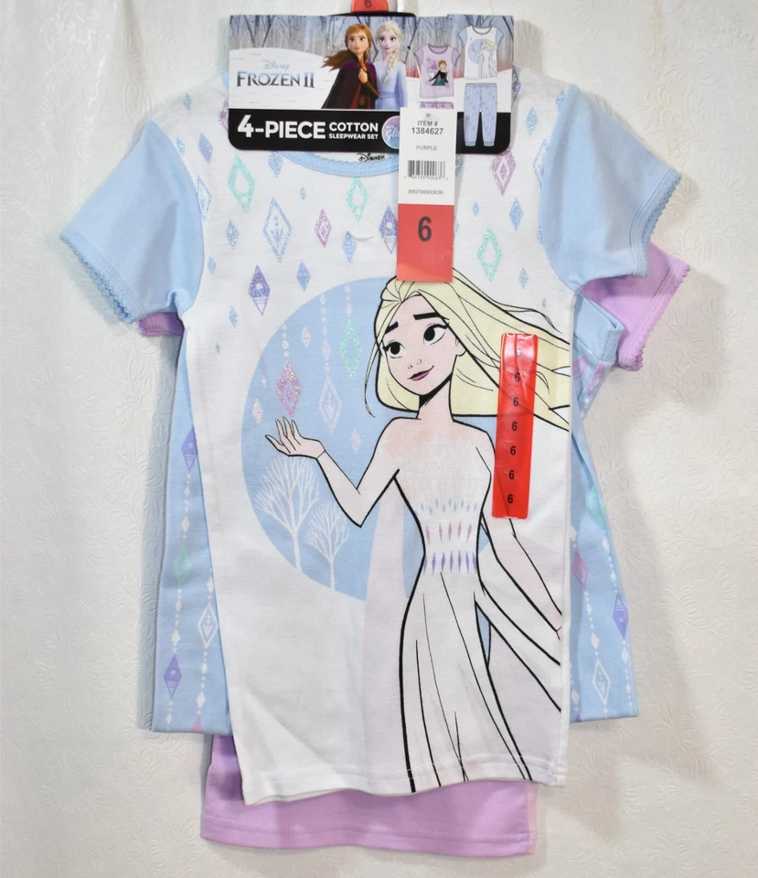 Disney Frozen II Elsa Anna Pajamas Size 6 Girl's 4-piece