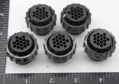 (5) AMP 16-Pin Connector Housing #206037-1 Round Threaded Plastic NEW Open Box - Image 1 of 3