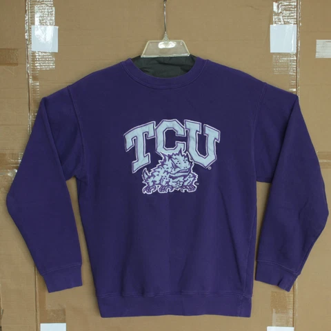 TCU Horned Frogs Embroidered Logo Purple Sweatshirt Viatran HeavyWeight Adult S Cover