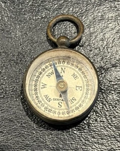 Antique German Miniature Brass Pocket Compass - Picture 1 of 10