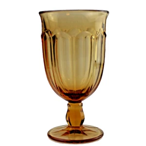 Vintage Water Goblet Amber Marigold 6.25"Tall 12oz Short-Stem MCM Drinking Glass - Picture 1 of 6